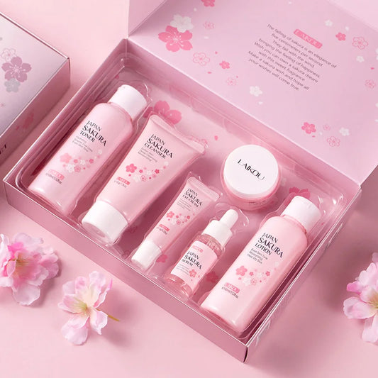 LAIKOU Sakura Skincare Kit – Cleanser, Creams, Toner & Serum