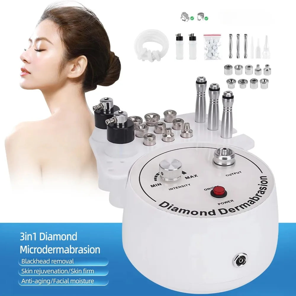 3 In 1 Diamond Microdermabrasion Facial Cleansing And Blackhead Removal Device