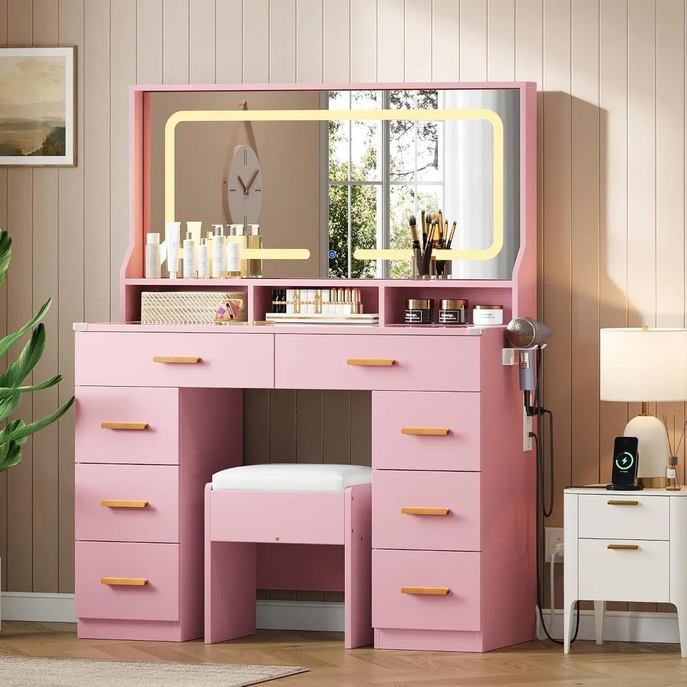 Blush Pink LED Vanity Desk Set