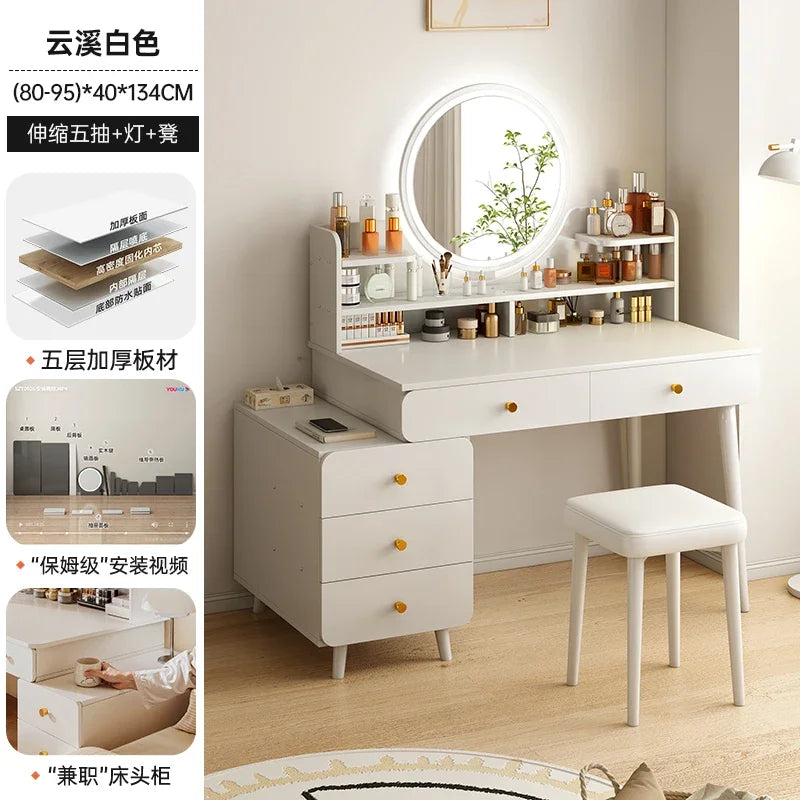 Italian Minimalist Vanity Table Glam Trendy Multifunctional Bedroom Vanity Table With Lights Cute Meuble Rangement Furniture
