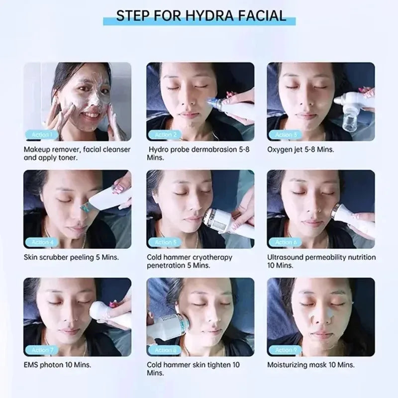 9 In 1 Aqua Peeling Facial Machine Hydra Scrub Dermabrasion Oxygen Jet Device