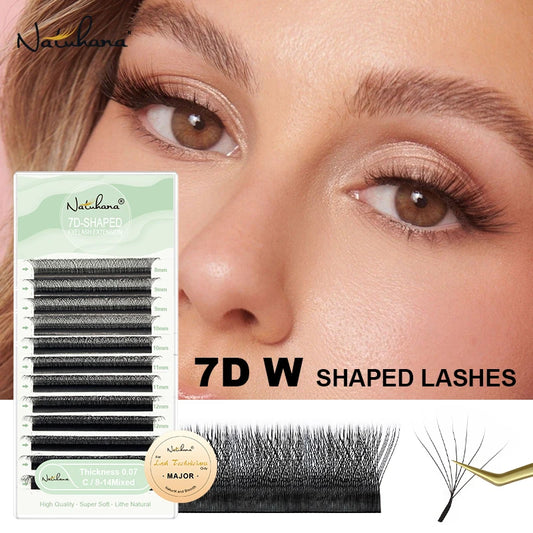 NATUHANA 5 Cases Eyelash Extensions – W-Shape Volume