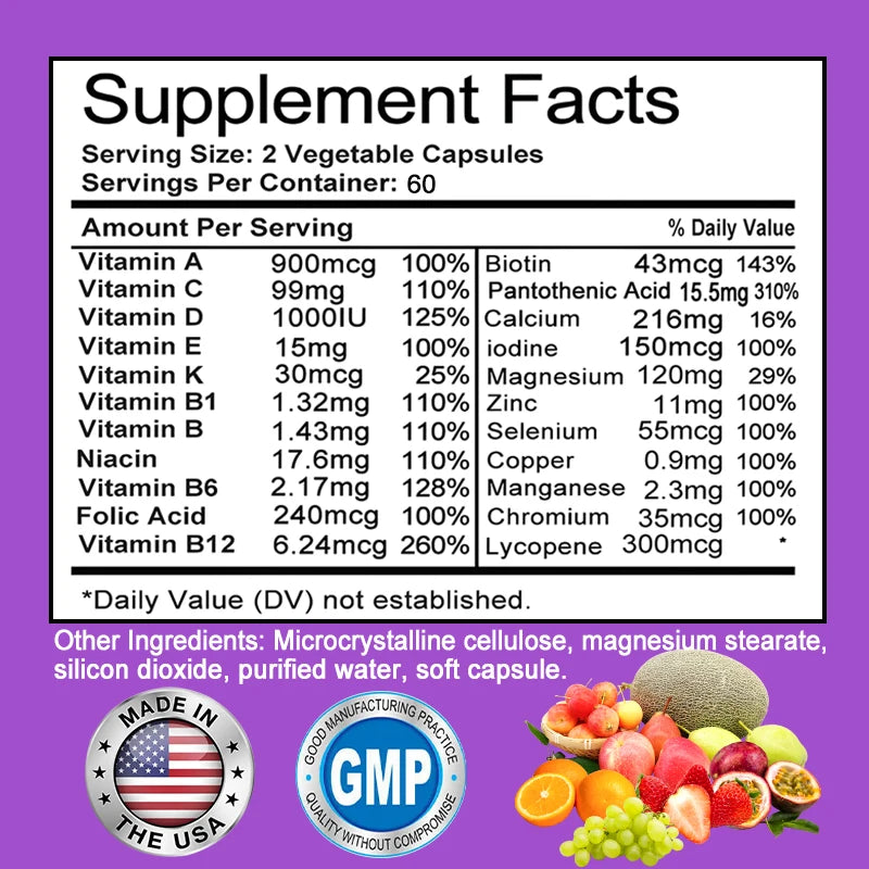 Men’s Daily Multivitamin – 22 Vitamins & Minerals for Energy & Health