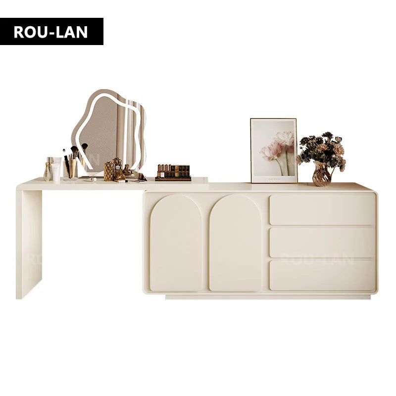 Modern Telescopic Vanity Table with Storage Cabinet