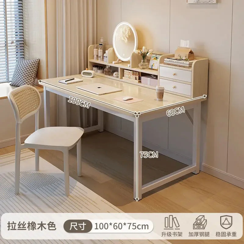 Simple Dressing Table Makeup Table with Storage Vanity Desk with Mirror and Led Lights Study Table Student Desk for Bedroom