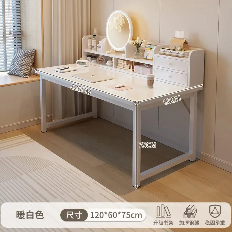 Simple Dressing Table Makeup Table with Storage Vanity Desk with Mirror and Led Lights Study Table Student Desk for Bedroom