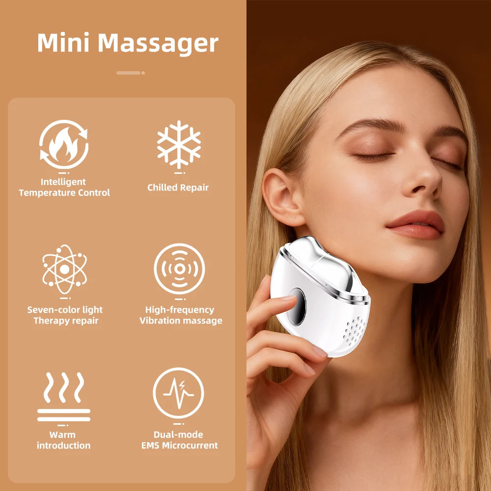 USB Microcurrent Facial Massager Hot Cold Skin Tightening Device