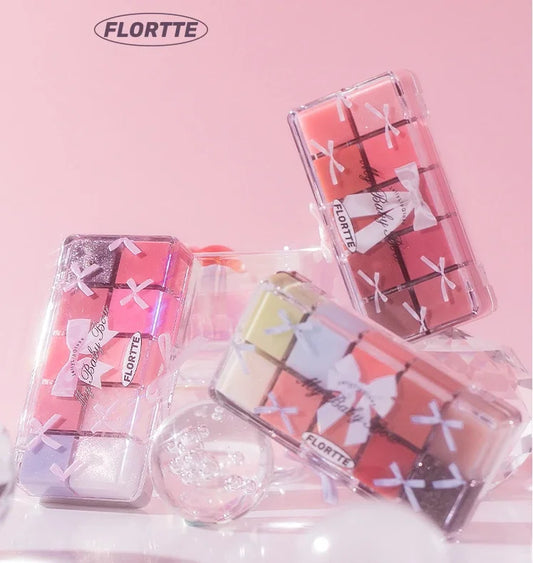 FLORTTE Jelly Lip Gloss Palette – 10-Color Lip Glaze Set