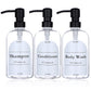 Clear Shampoo & Body Wash Dispenser Set – Stainless Pump