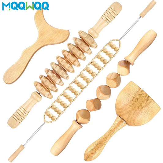 Wood Therapy Massage Tools – Anti-Cellulite Wooden Roller Set