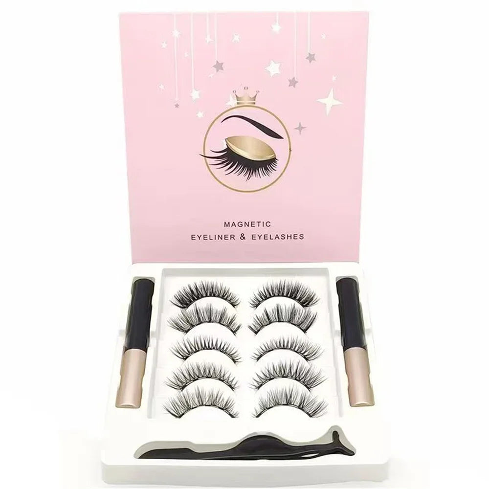5 Pairs Magnetic Eyelashes Set – Eyeliner Kit