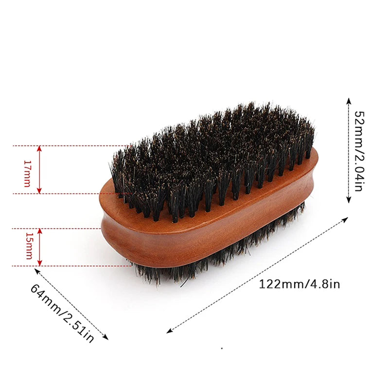 Men’s Boar Bristle Wave Brush – Wooden Double-Sided Beard Brush