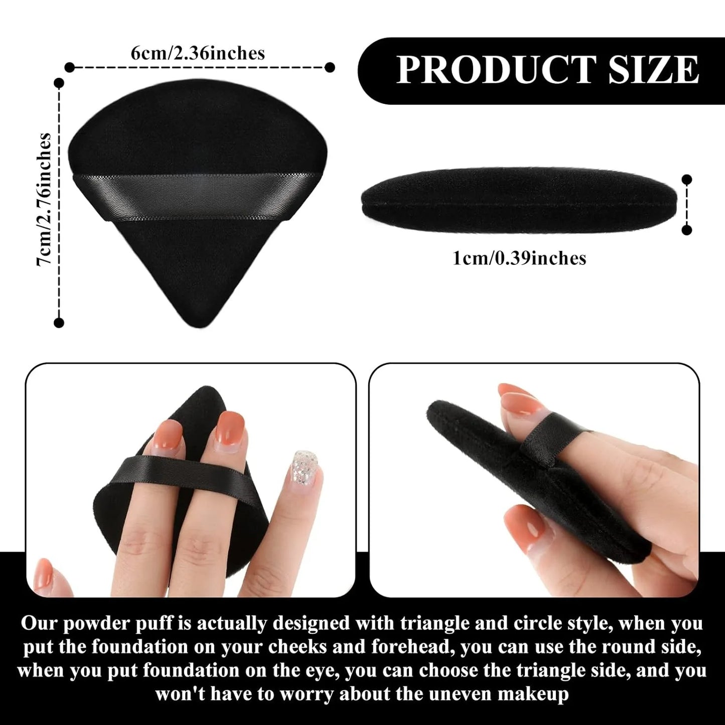 12 Pieces Powder Puff Triangle Face Makeup Cosmetic for Loose Powder Soft Body Washable Reusable Foundation Sponge Mineral Wet D