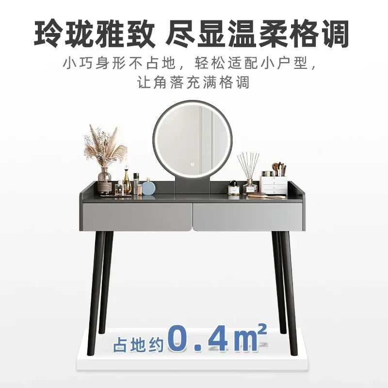 Dressers for Bedroom Dressing Tables with LED Dimming Mirror Vanity Table 2 Drawers Makeup Dresser for Bedroom Girls Furniture