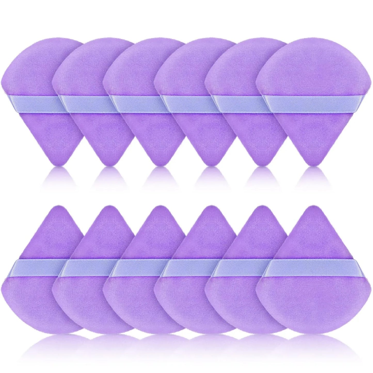12 Pieces Powder Puff Triangle Face Makeup Cosmetic for Loose Powder Soft Body Washable Reusable Foundation Sponge Mineral Wet D