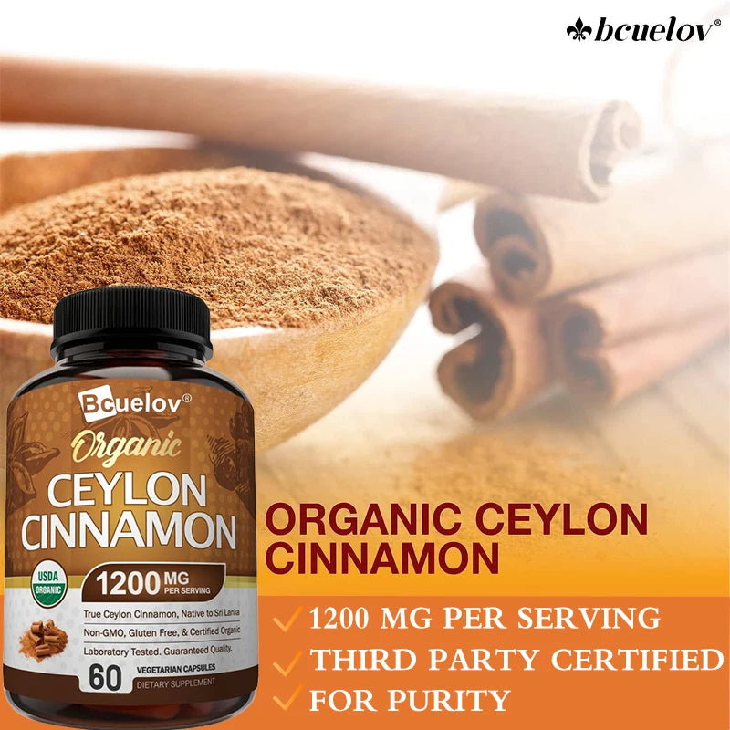 Organic Ceylon Cinnamon 1200mg – Blood Sugar & Heart Health Support