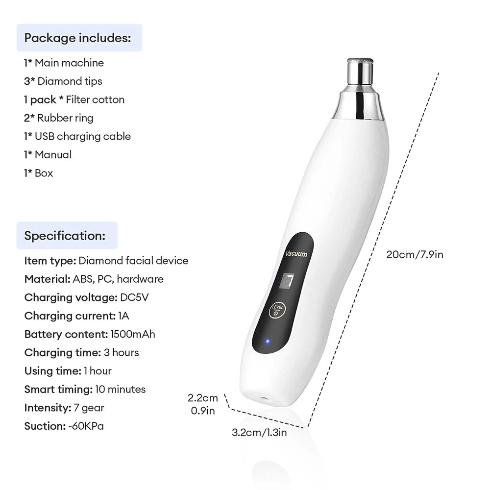 Portable Diamond Peeling Machine Microdermabrasion Facial Deep Cleaning Skin Care Device Exfoliation Vacuum Blackhead Remover