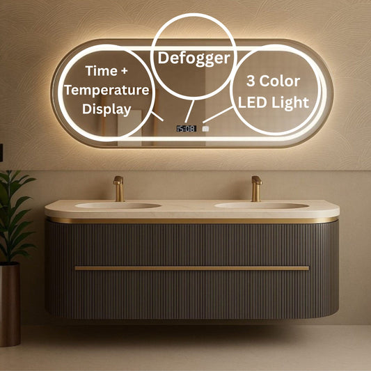 Spa Floating Vanity Console — LED Backlit Mirror