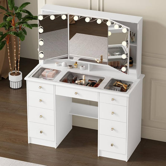 Premium Tri-Fold Vanity — 10x Magnification