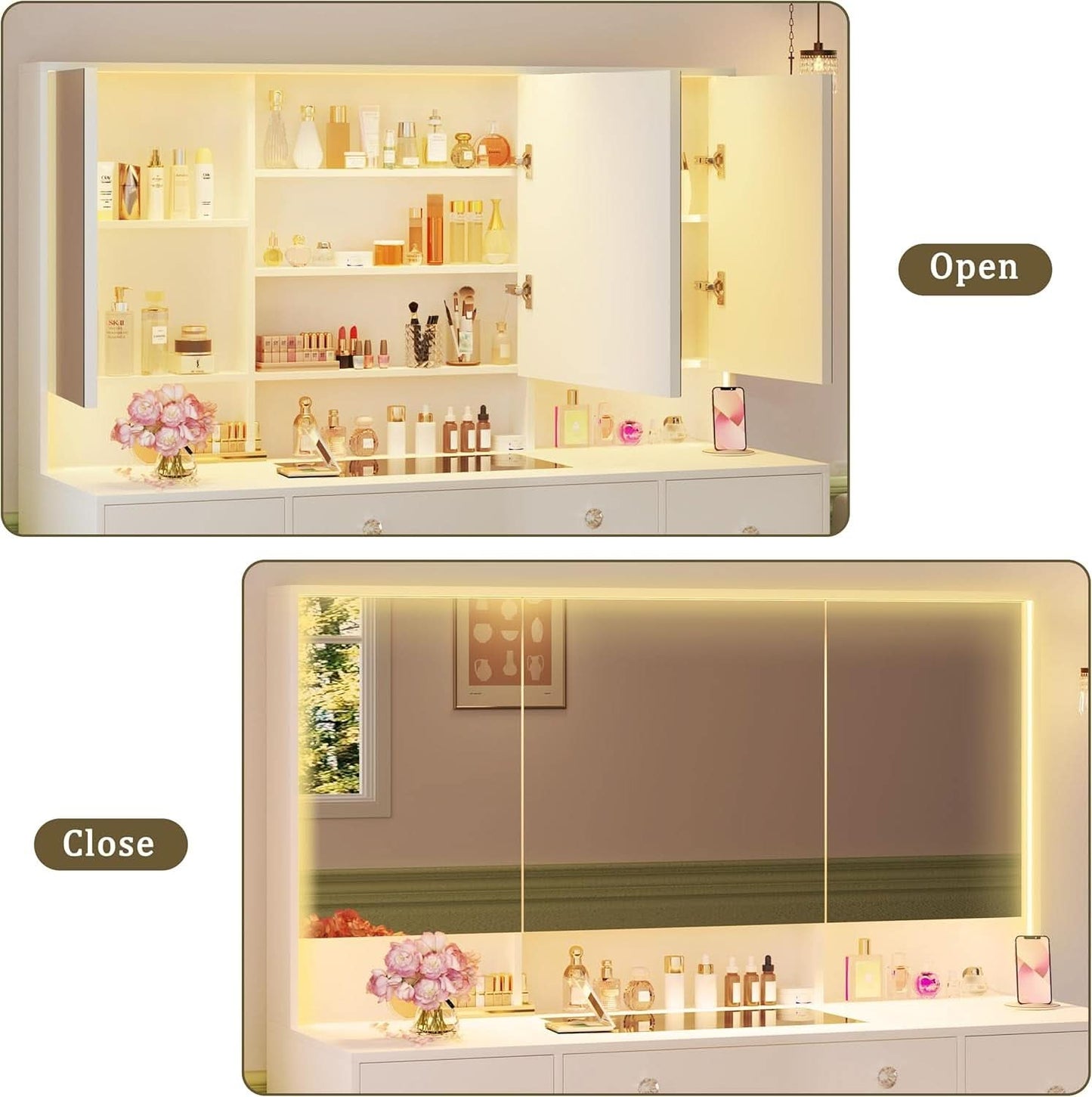 Extra Large 45.3 Inch Vanity Desk Illuminated Mirror